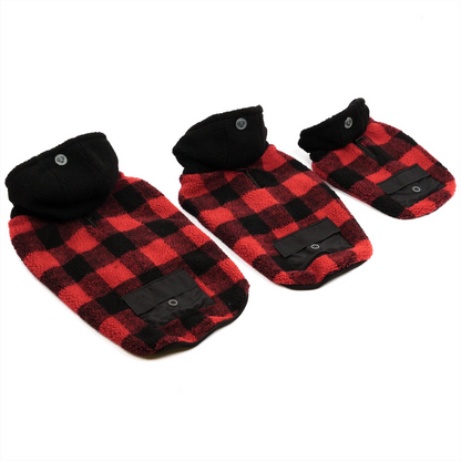 One Paw Hooded Sherpa Dog Jacket w/ Poop Bag Dispenser