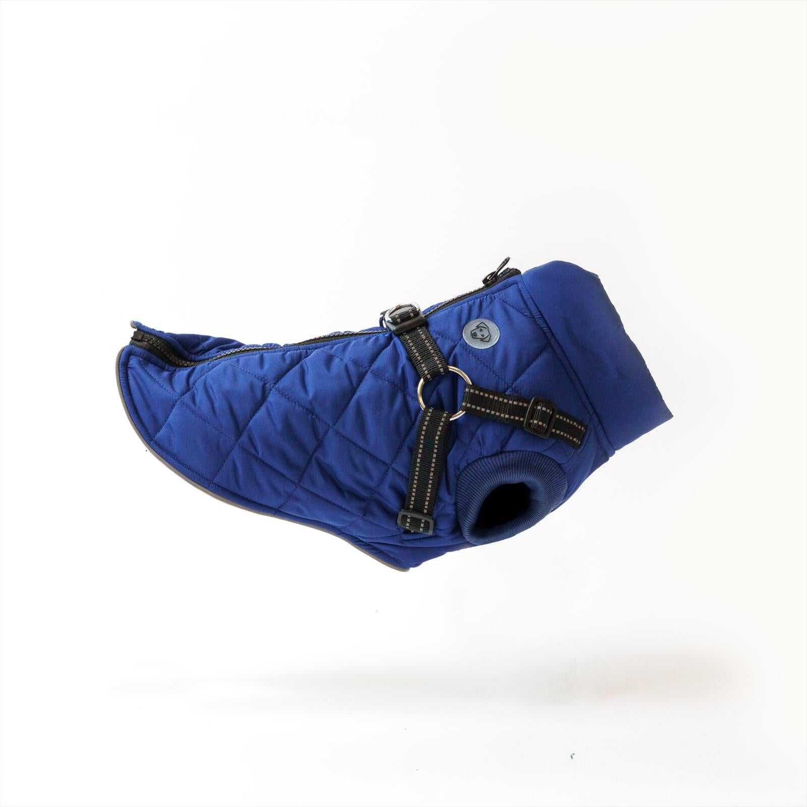 Harness Dog Jacket with Built-In Harness Water-Resistant Navy