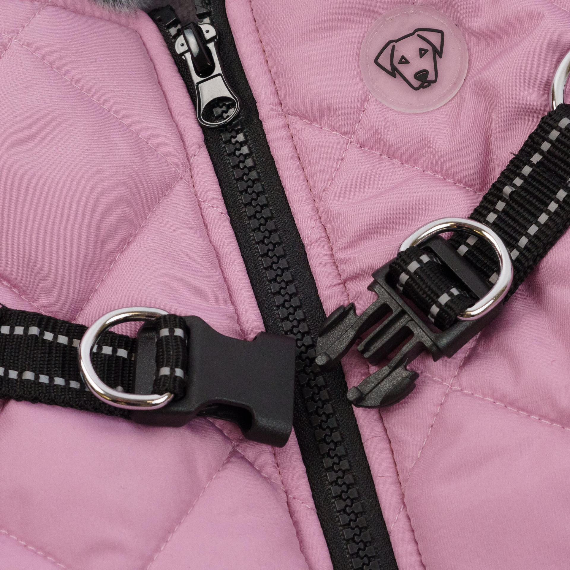 One Paw Harness Dog Jacket with Built-In Harness and Water-Resistant Pink