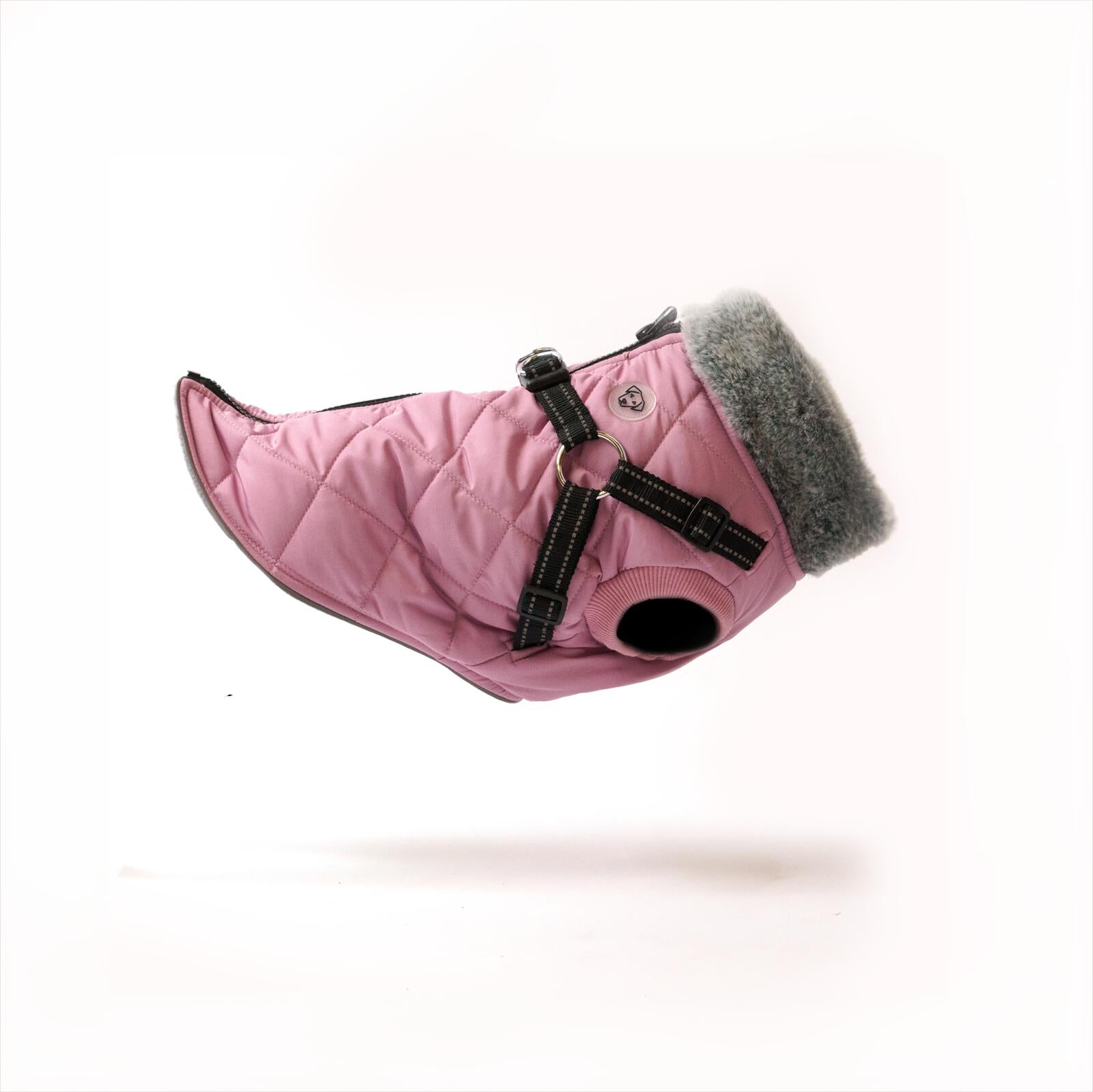 One Paw Harness Dog Jacket with Built-In Harness and Water-Resistant Pink